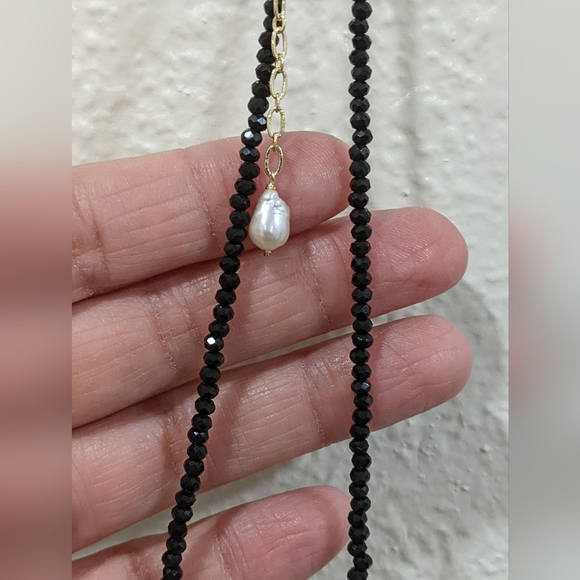 🔥Genuine Baroque Pearl/Onyx Necklace - Picture 6 of 12